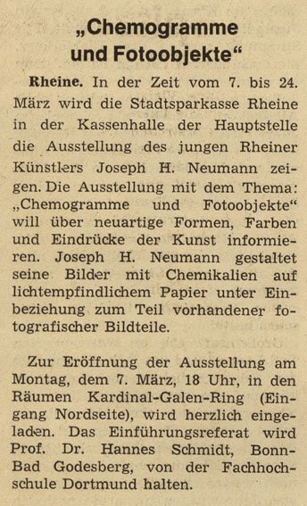 Münstersche Zeitung 2-3-77  Ausstellung in der Hauptstelle der Sparkasse Rheine
